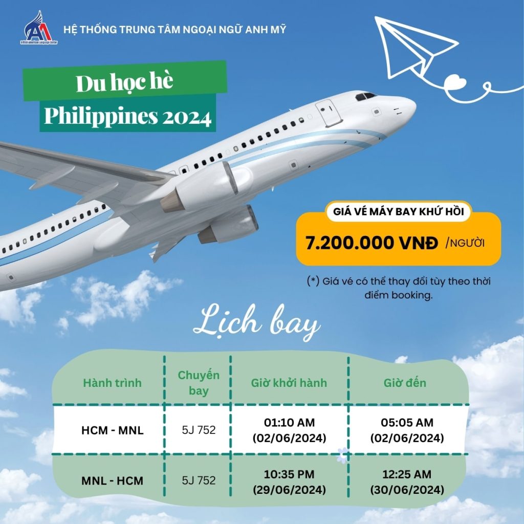 Lịch bay du học hè Philippines 2024