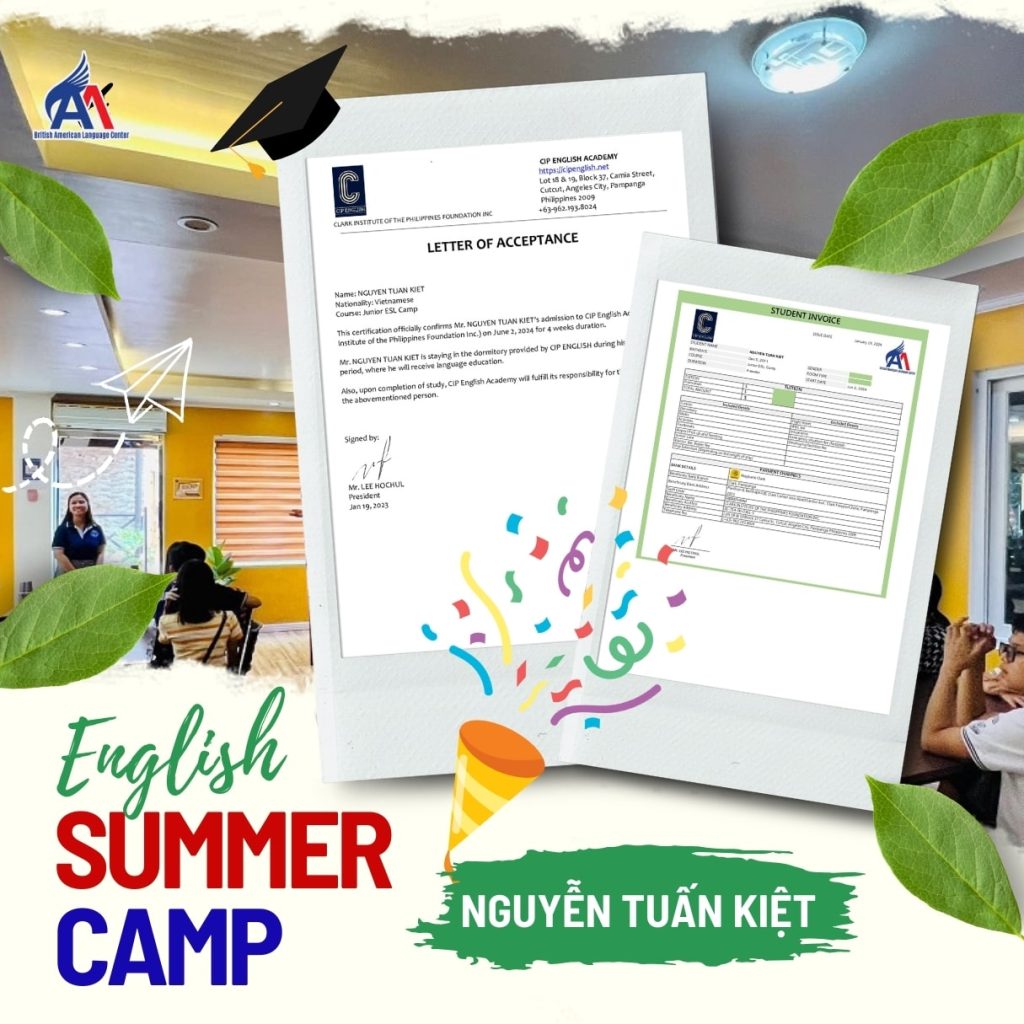 Hình 2: Thông báo nhập học trường CIP cho học viên Nguyễn Tuấn Kiệt