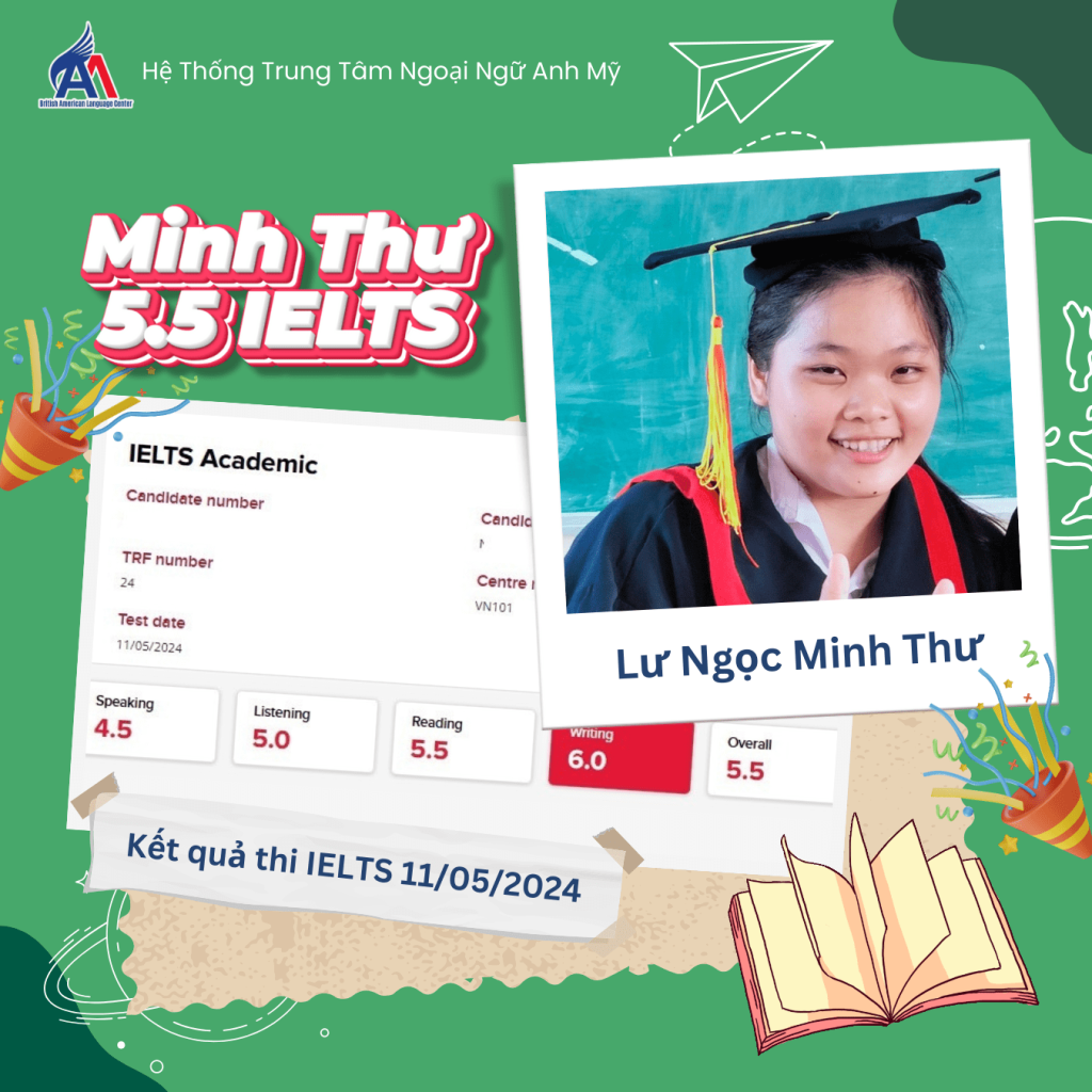 Hình 2: Bạn Minh Thư xuất sắc giành được điểm overall IELTS 5.5