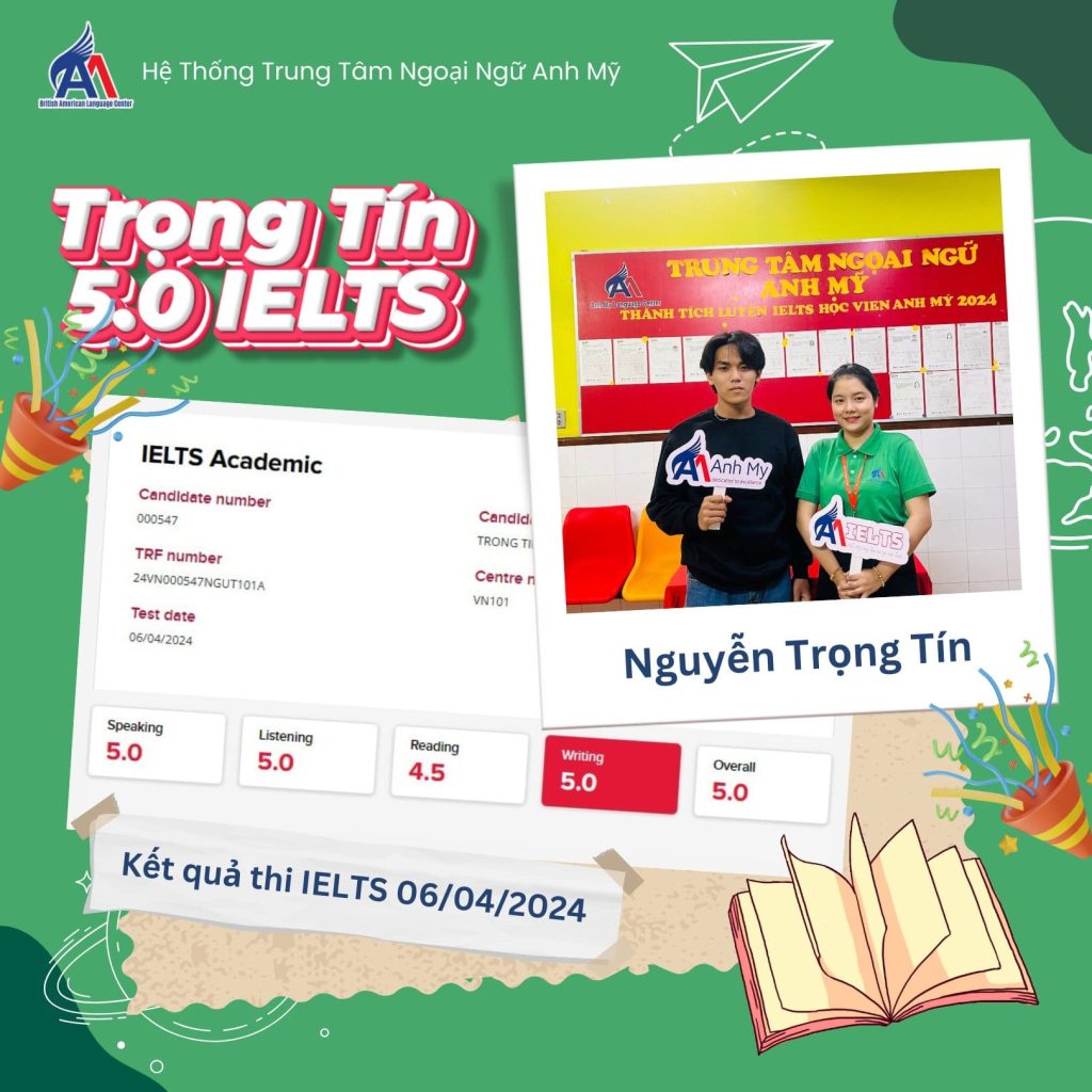 Hình 8: Bạn Nguyễn Trọng Tín với kết quả IELTS Overall Band 5.0