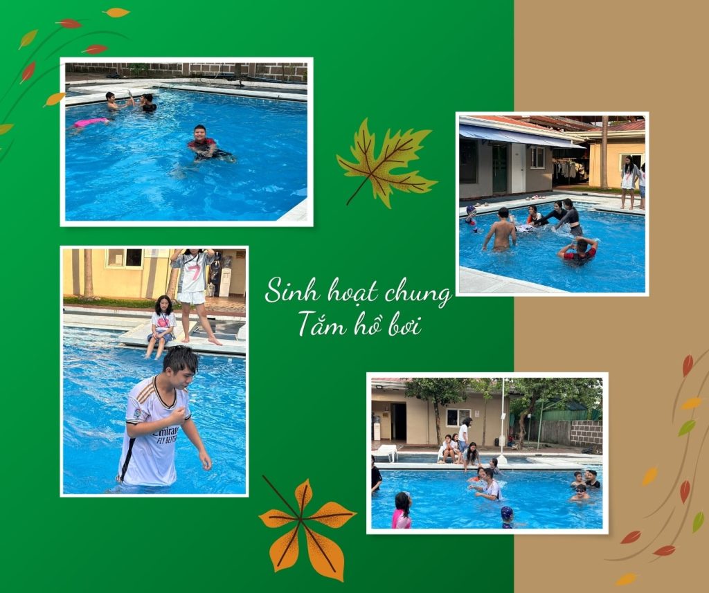 Hình 7: Sinh hoạt chung tắm hồ bơi sau giờ học