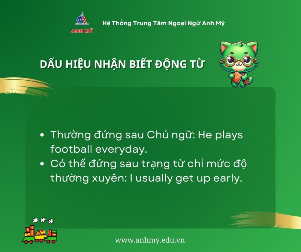 Hình 7: Dấu hiệu nhận biết động từ theo vị trí