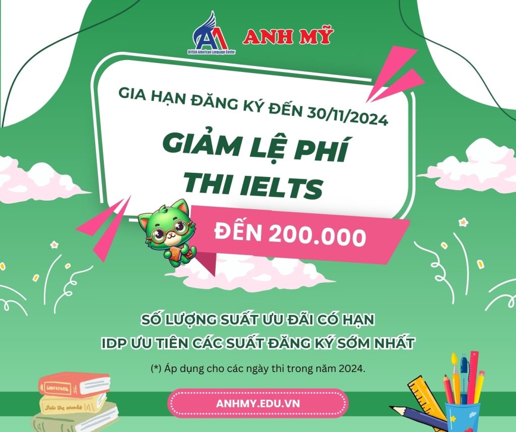 Hình 2: Giảm lệ phí thi IELTS đến 200.000 VNĐ - chỉ còn 3 ngày áp dụng.