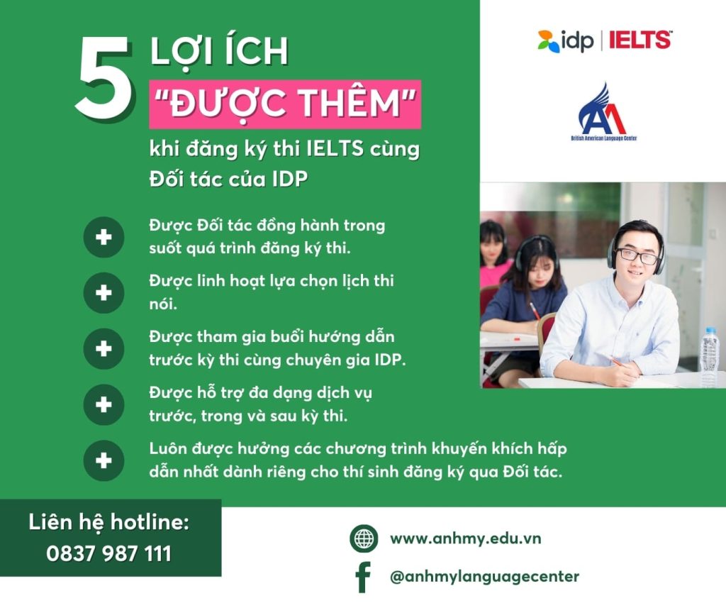 Hình 3: Lợi ích khi đăng ký thi IELTS qua đối tác của IDP Việt Nam.