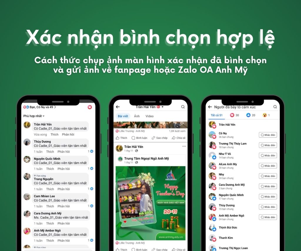 Hình 5: Cách chụp ảnh xác nhận bình chọn hợp lệ