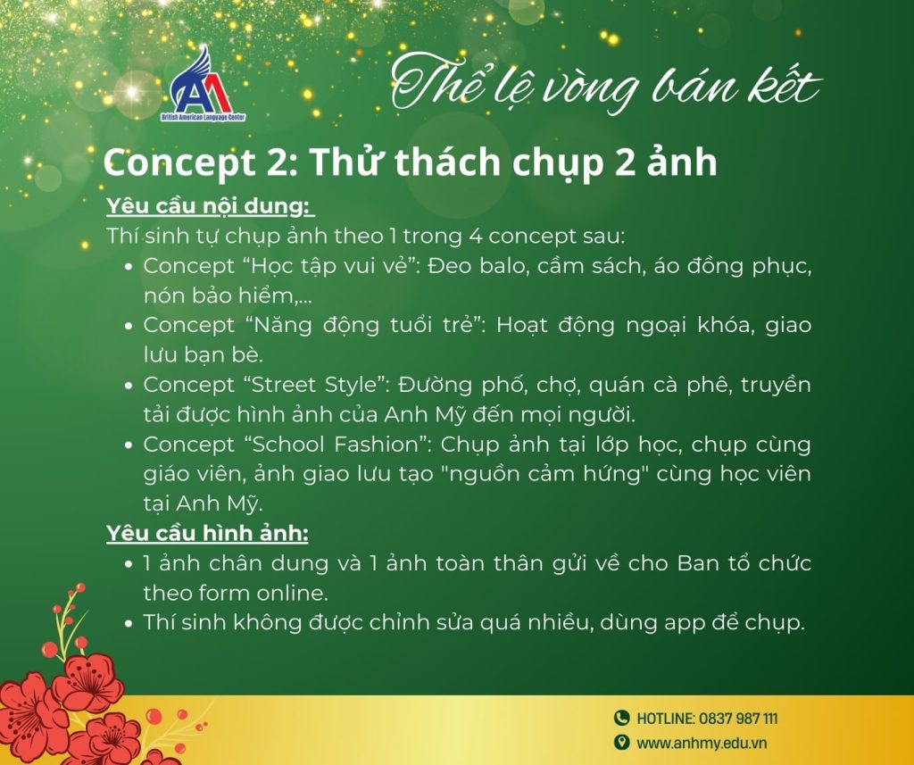 Hình 3: Yêu cầu dự thi vòng bán kết với concept chụp ảnh chân dung và toàn thân