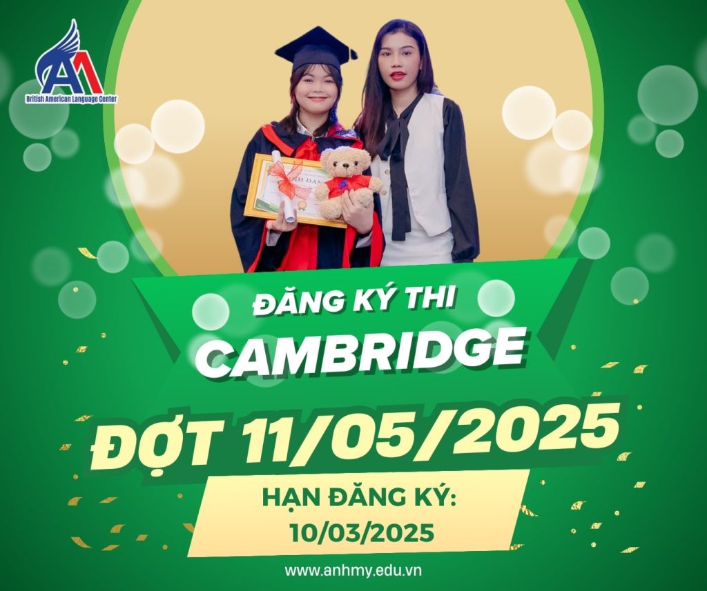 Hình 1: Thông báo ghi danh đăng ký thi Cambridge cấp độ Starters - Movers - KET - PET đợt 11/05/2025.