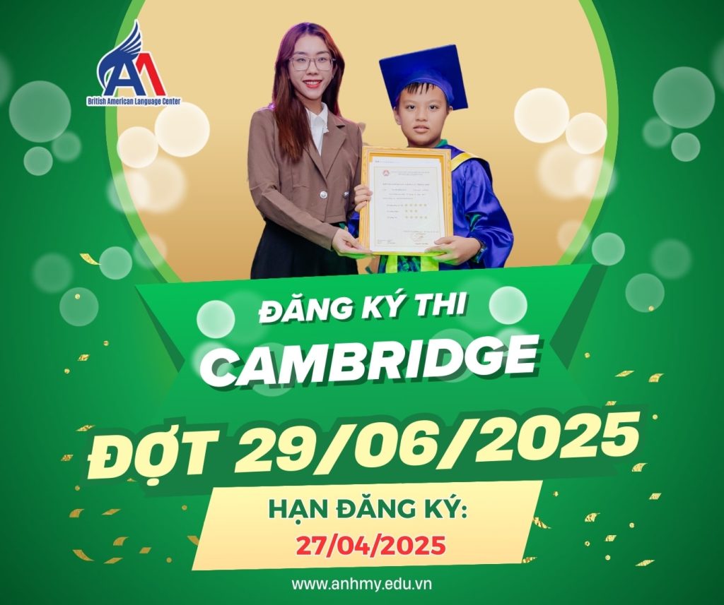 Hình 1: Thông báo ghi danh đăng ký thi Cambridge cấp độ Starters - Movers - KET - PET đợt 29/06/2025.