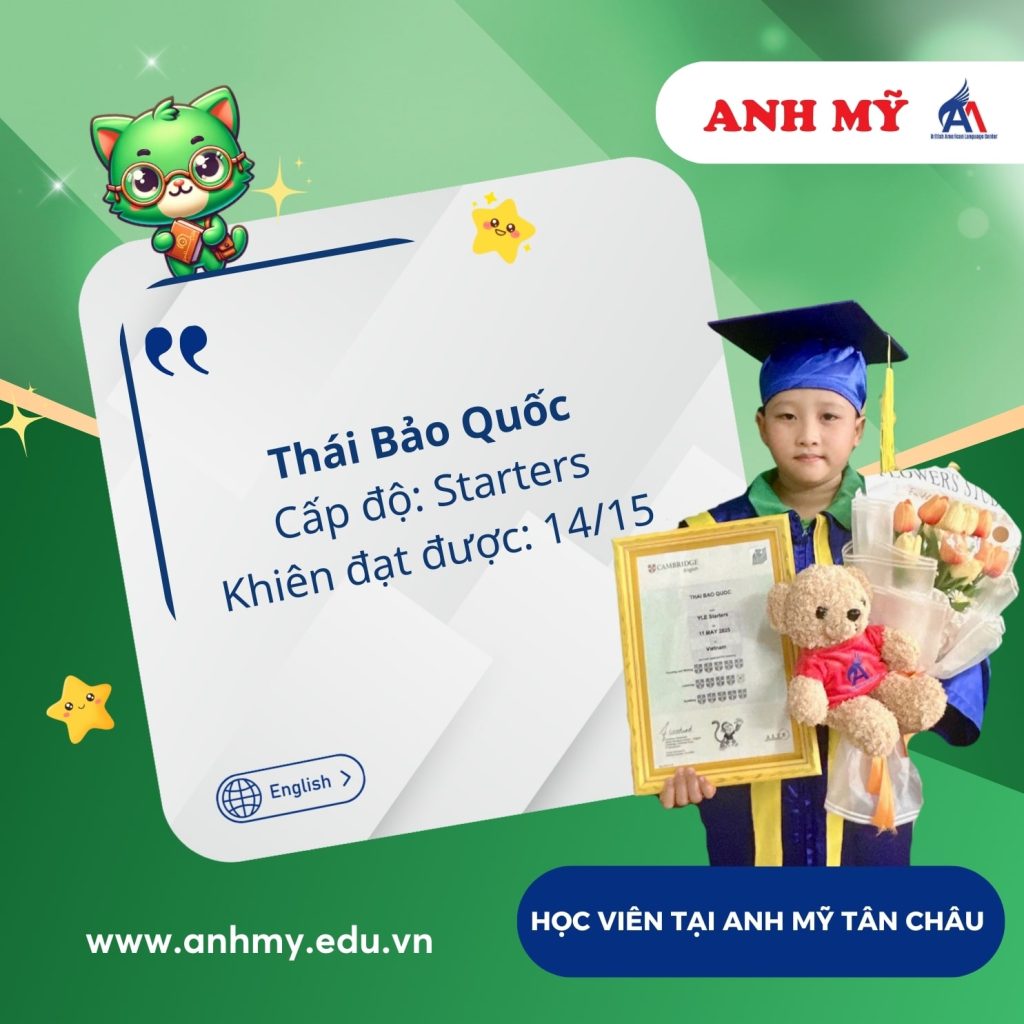 Hình 13: Học viên Thái Bảo Quốc đạt 14/15 khiên (Starters)