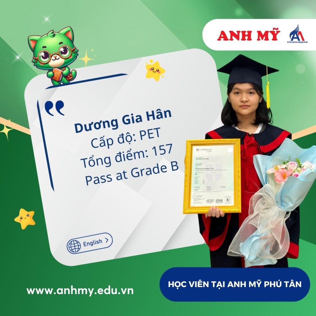 Hình 31: Học viên Dương Gia Hân đạt 157 điểm (PET)