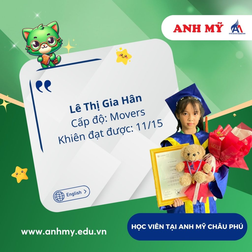Hình 22: Học viên Lê Thị Gia Hân đạt 11/15 khiên (Movers)