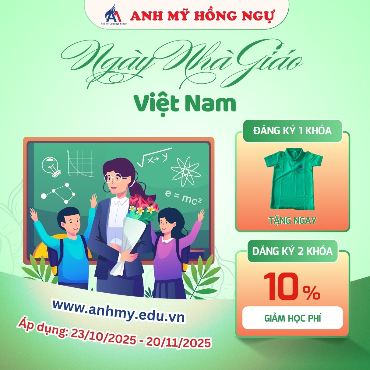 Ưu đãi học tiếng Anh - Anh Mỹ Hồng Ngự