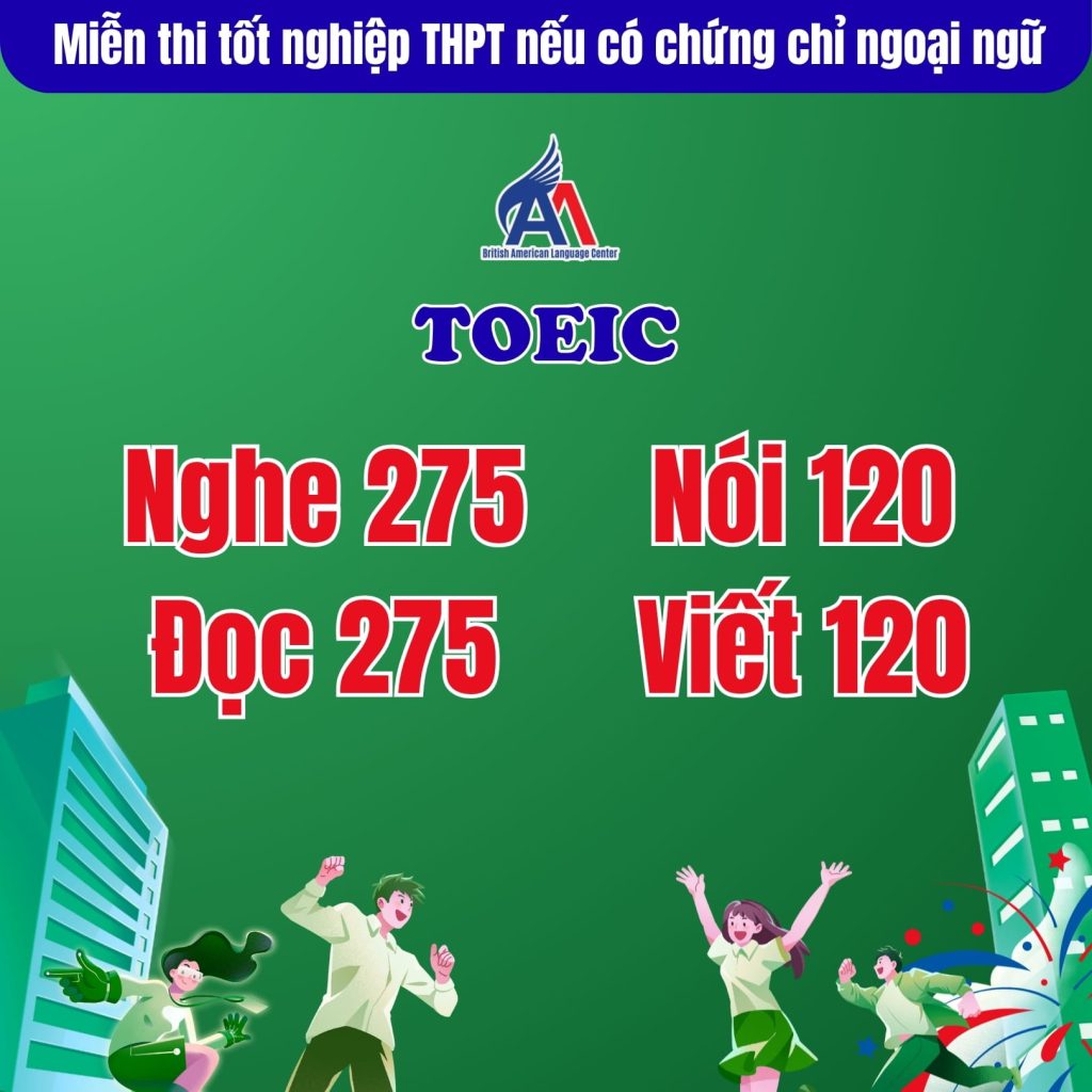 Miễn thi tốt nghiệp THPT môn ngoại ngữ cho thí sinh có chứng chỉ TOEIC 4 kỹ năng